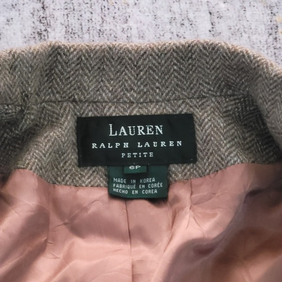 Vtg Lauren Ralph Lauren Herringbone Wool Equestrian SportsCoat Size 6 P - Picture 6 of 12
